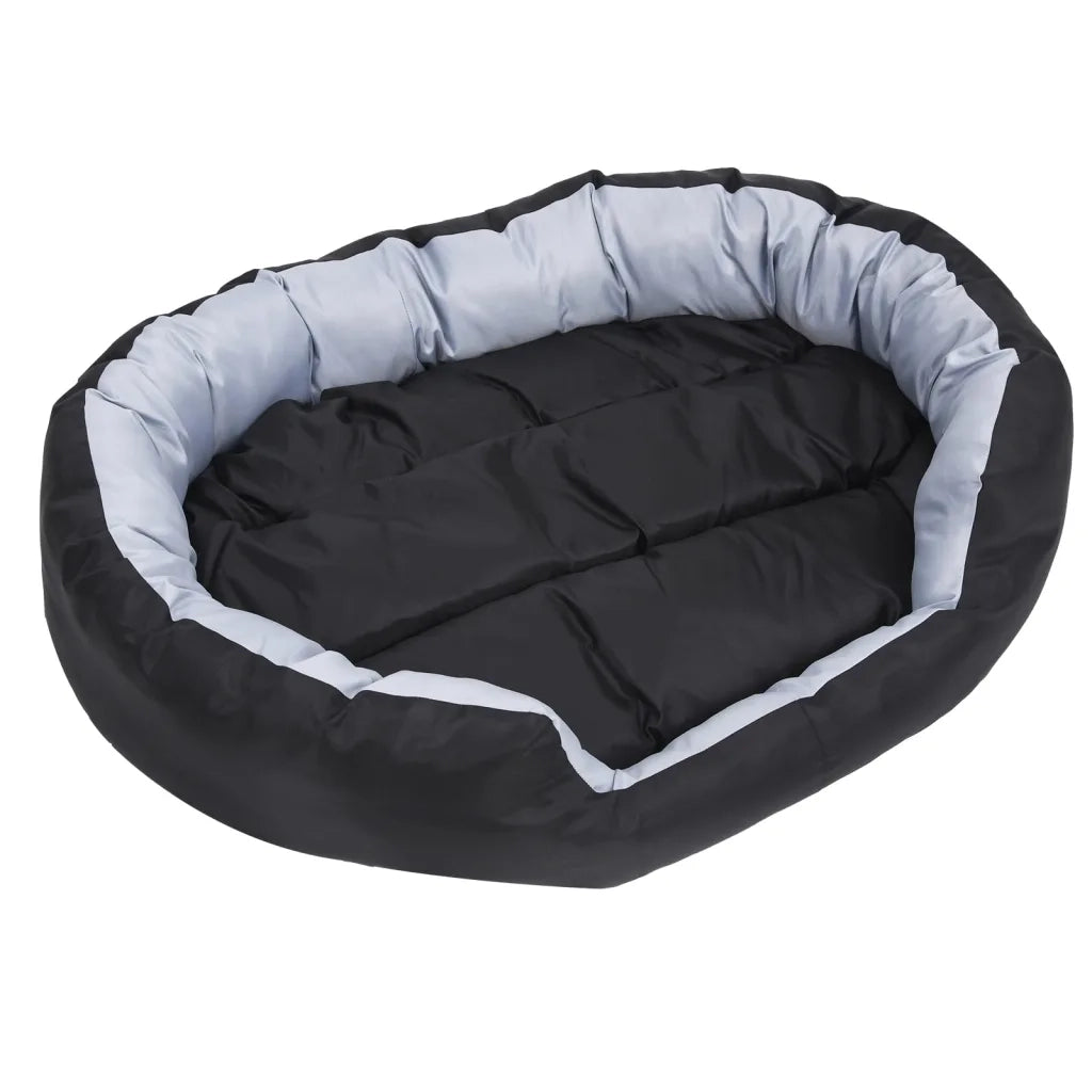 Cuscino per Cani Reversibile Lavabile Grigio e Nero 110x80x23cm CFW9138195