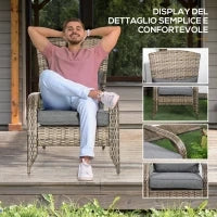 Sedia da Giardino Adironrack con Braccioli, in Rattan e Acciaio, 64x80x90 cm, Marrone e Grigio