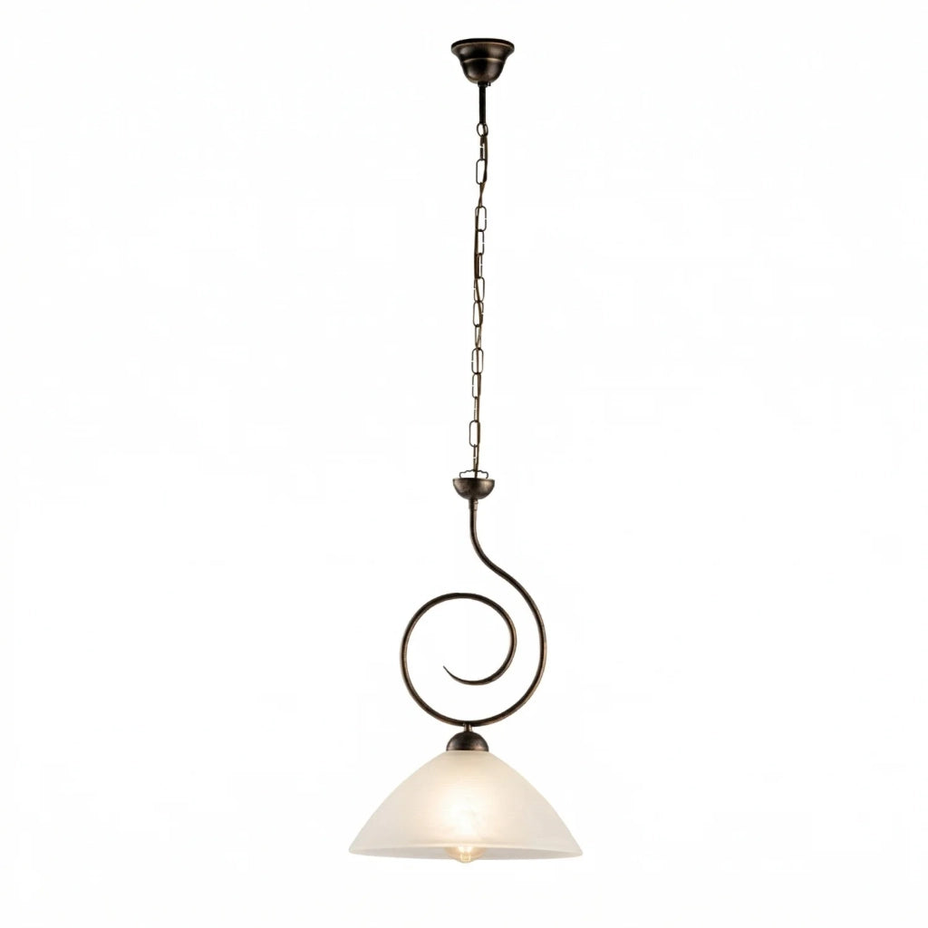 Lampadario Rustico Milly 1 Luce Marrone e Bianco LuceArt Classic