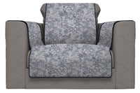 Copridivano con Copri Braccioli Seduta 230 cm in Poliestere e Cotone Blu Scuro