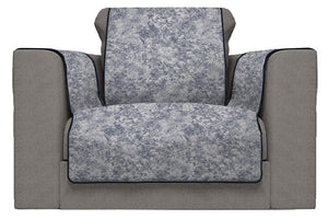 Copridivano con Copri Braccioli Seduta 230 cm in Poliestere e Cotone Blu Scuro