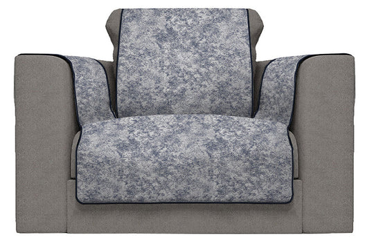 Copridivano con Copri Braccioli Seduta 60 cm in Poliestere e Cotone Blu Scuro