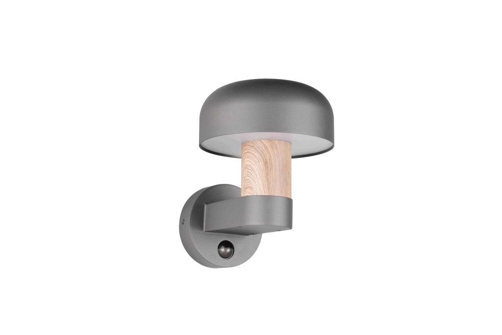 Applique da esterno c/sensore movimento, antracite e legno, H 25 cm, Fraser