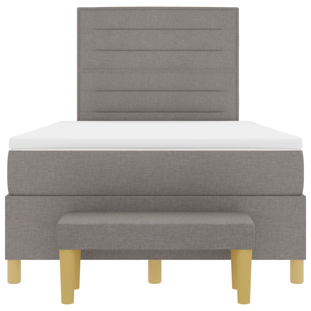 Letto con Rete a Molle e Materasso & Panchina Tortora 120x200 cm Tessuto