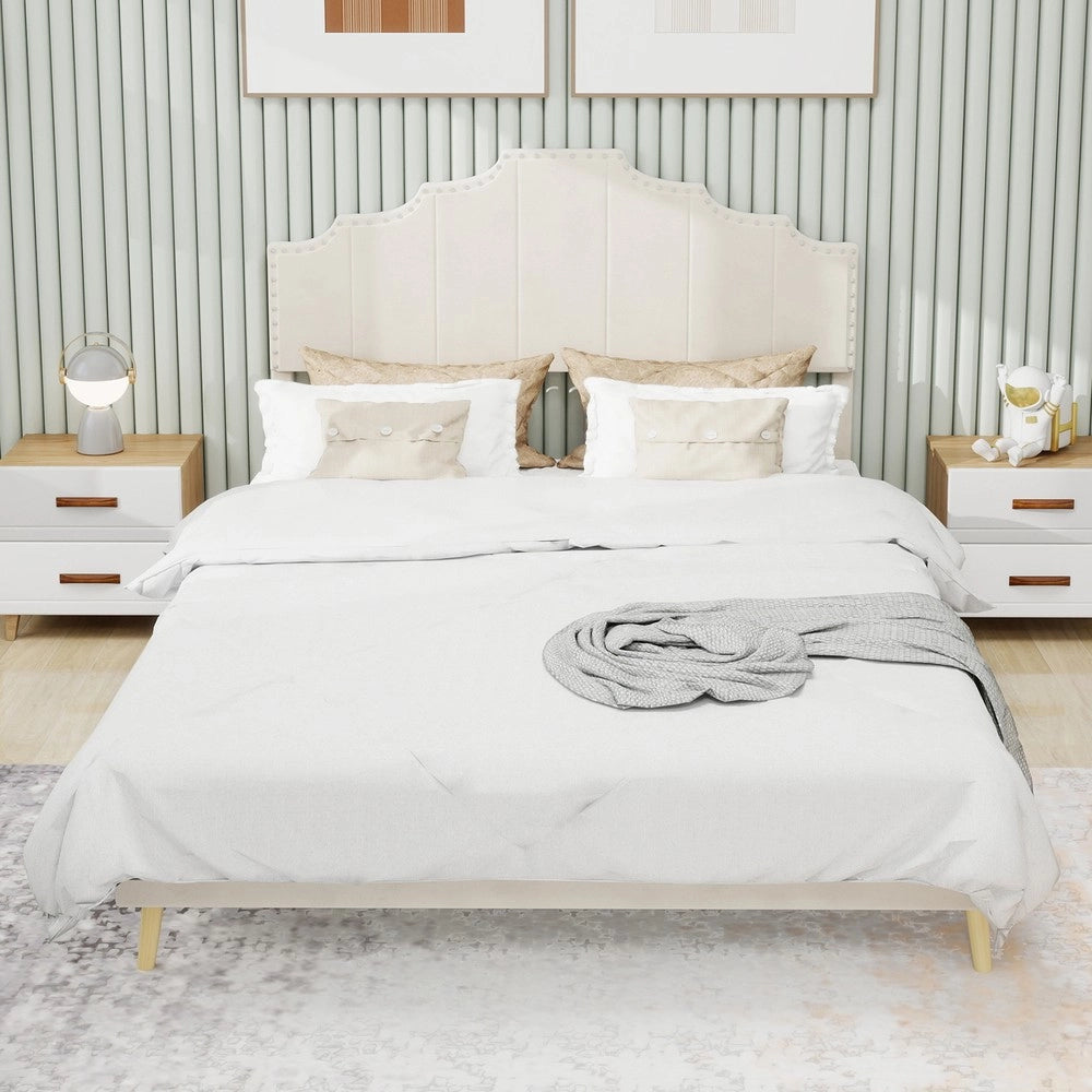 Letto Contenitore Imbottito 160x200 ¨C Xylo ¨C Beige, Testiera Morbida
