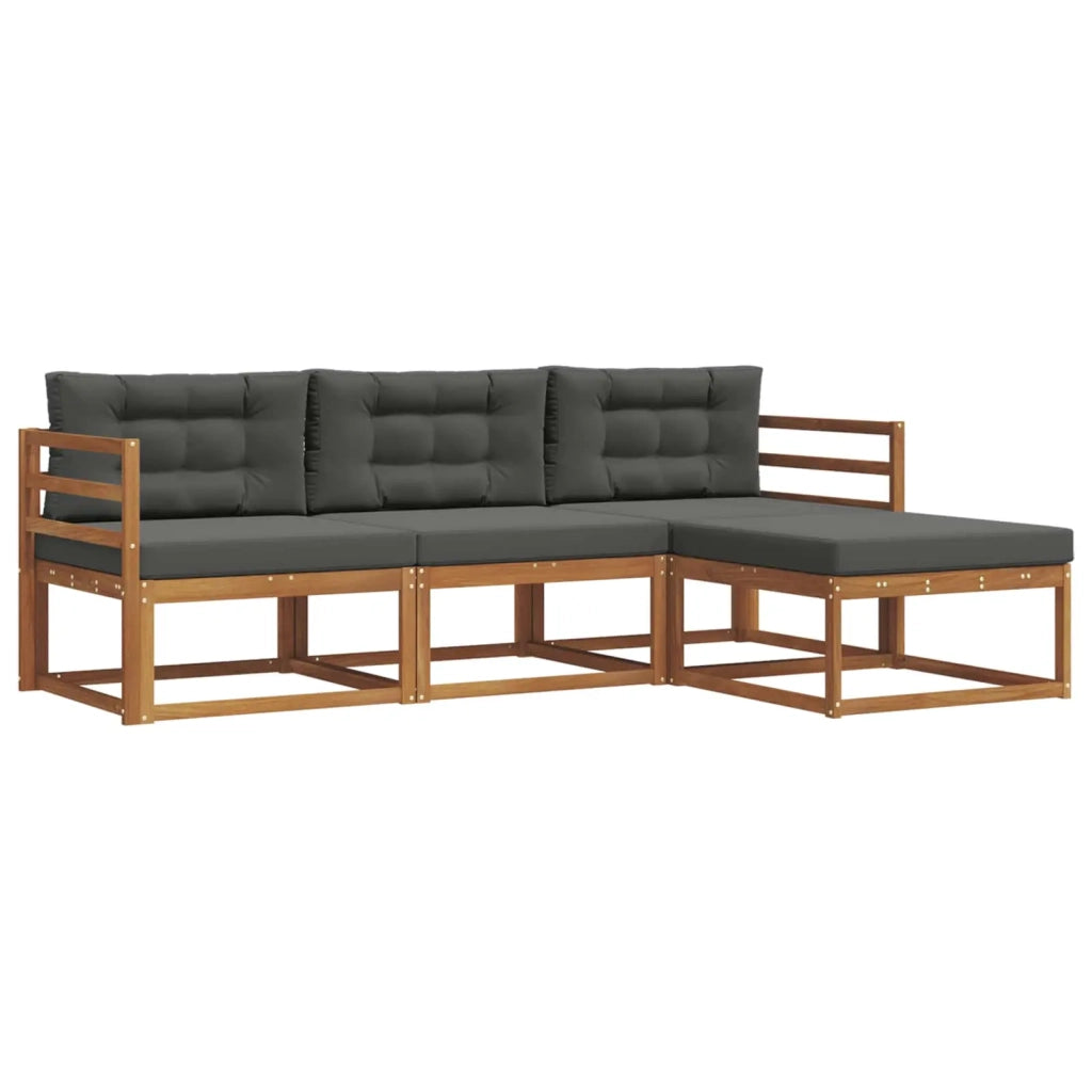 Set di divani da esterno con cuscino 4 pcs Naturale e Antracite