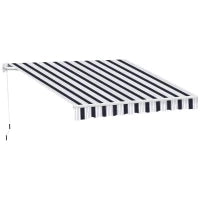 Tenda da Sole a Bracci 2.5x2m Avvolgibile Manuale in Alluminio e Poliestere Blu e Bianco