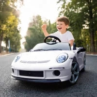 Macchina per Bambini 3-5 Anni con Licenza Ufficiale RUF GT, Telecomando, Cintura di Sicurezza e Musica, Bianco
