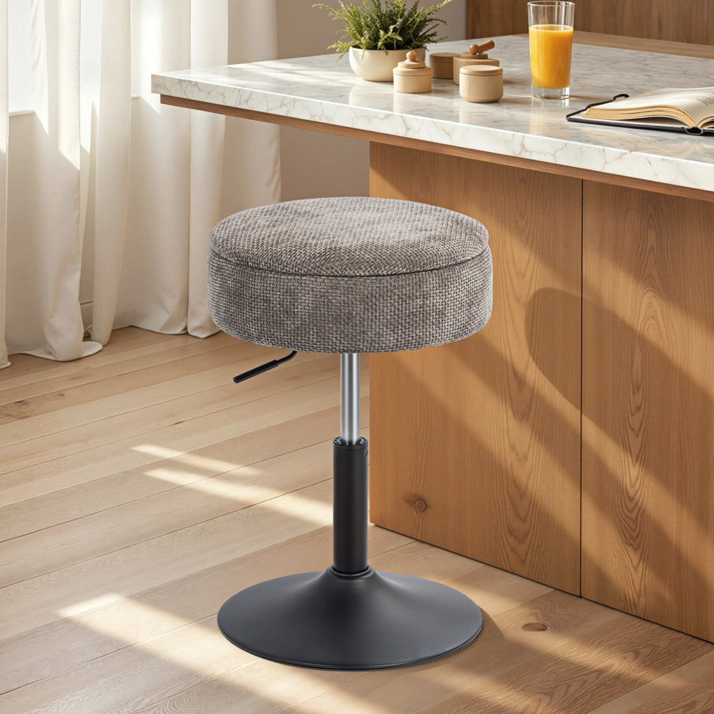 Sgabello da Bar Rotante con Altezza Regolabile e Rivestimento in Velluto Grigio ¨C zephmum ¨C Grigio