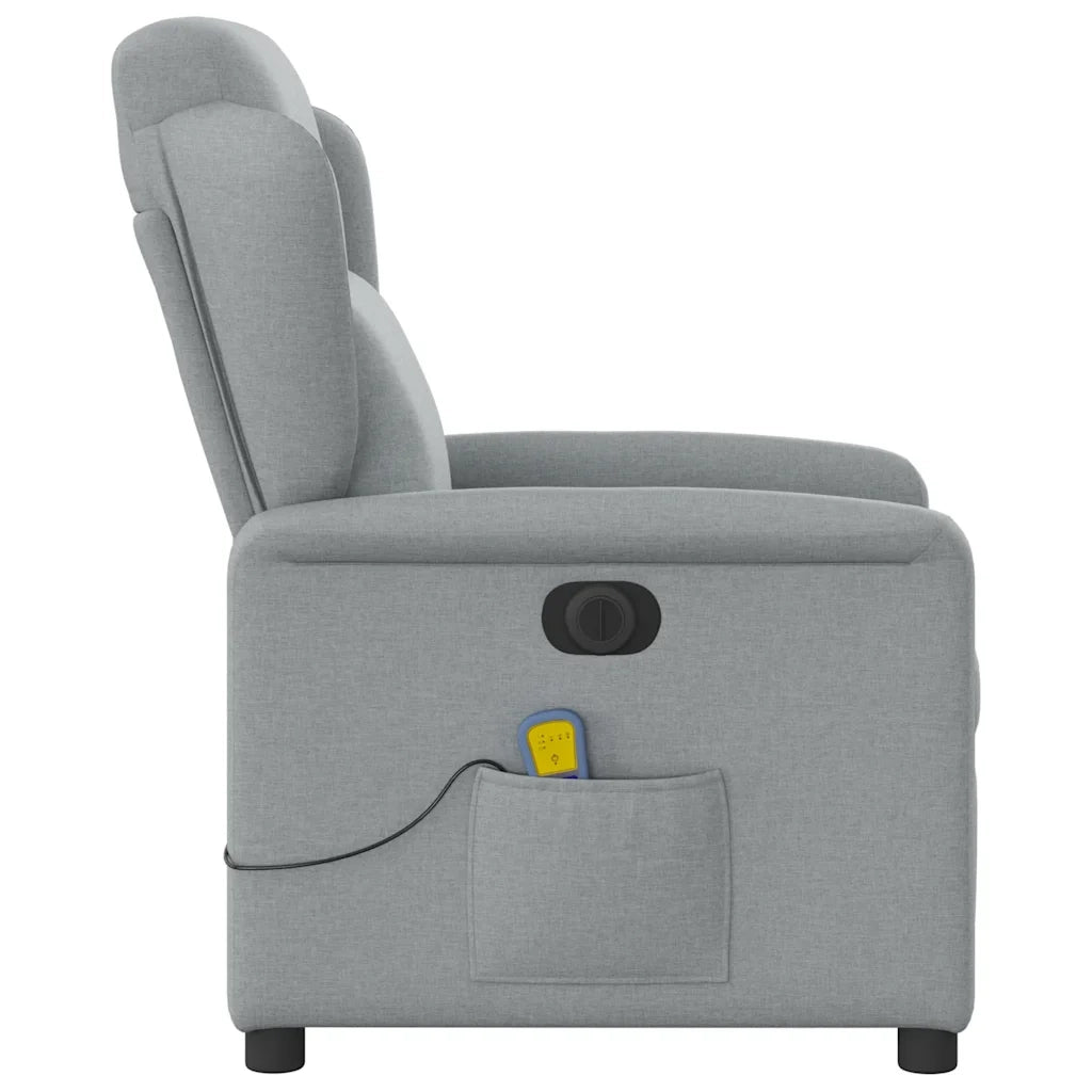 Divano Sedia-Poltrona Reclinabile Massaggio Elettrica Grigio Chiaro Tessuto 588644