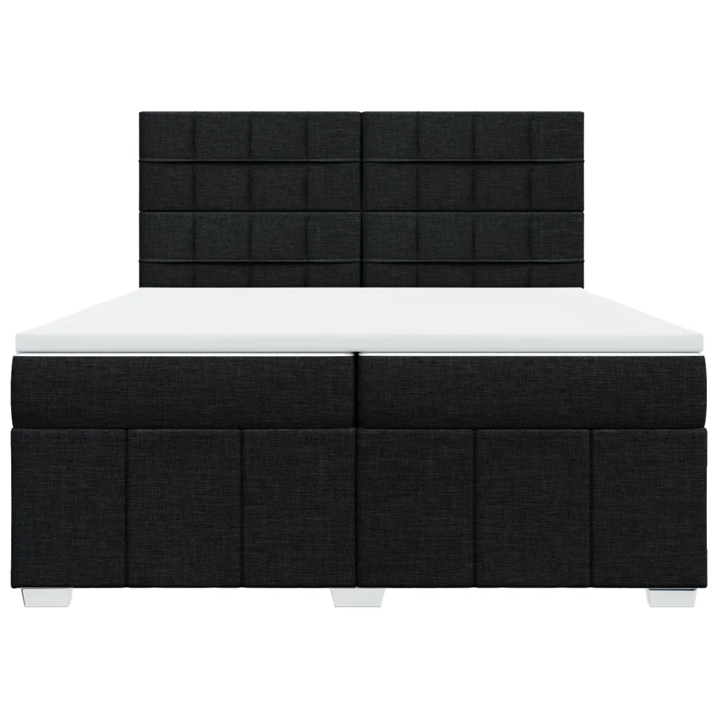 vidaXL Giroletto a Molle con Materasso Nero 200x200 cm in Tessuto