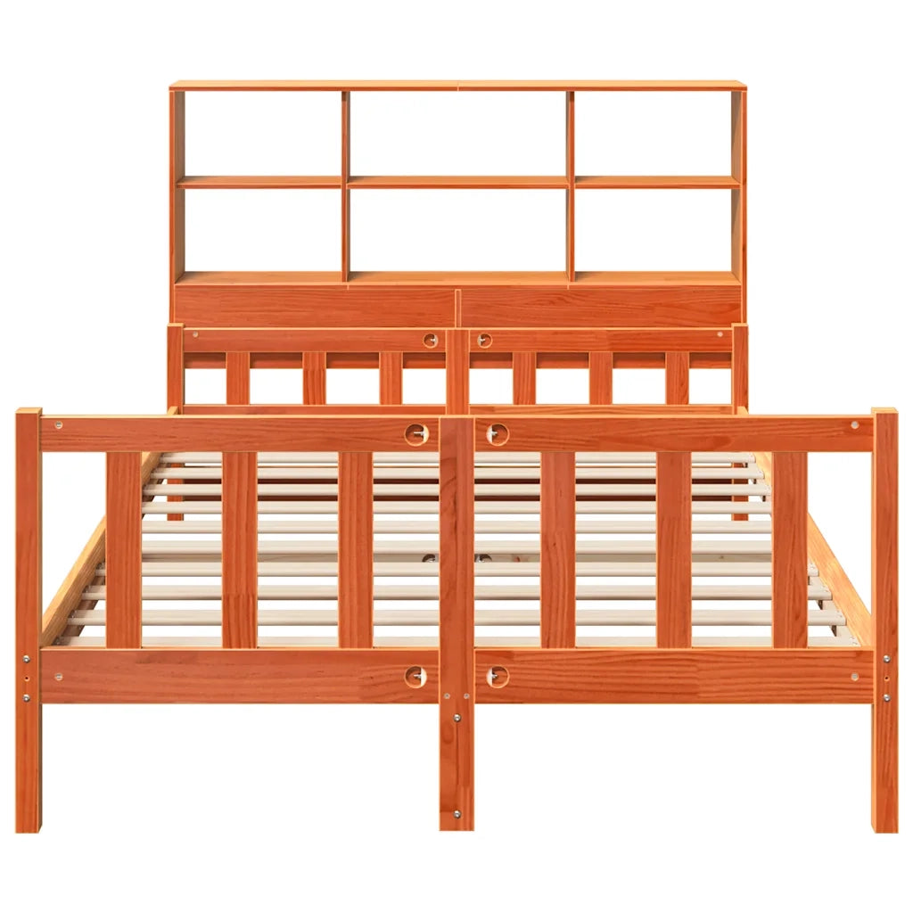 Letto Libreria senza Materasso Marrone Cera 160x200 cm Legno 3322153