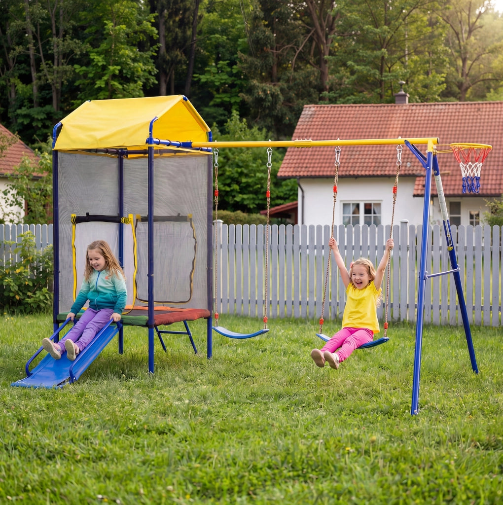 Area giochi da esterno per bambini 336x217x238 cm in ferro multicolore –