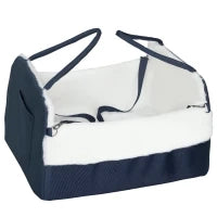 Seggiolino auto per cane con cintura di sicurezza e fissaggio, 55 x 46 x 32 cm, Blu scuro