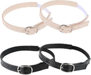 Cinturini di scarpa con tacchi alti in gomma elastica - cinture di cricca in pelle PU regolabili - 8 chiusure con 8 clip autoadesivi - nero beige - 4 pezzi/2 paia.