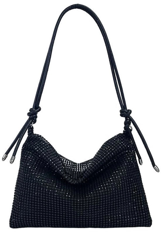 Borsa da sera per donna con alta capacità con cerniera, cinturino regolabile e fascia trapezoidale elegante, adatta per gala, matrimoni e feste (nero)