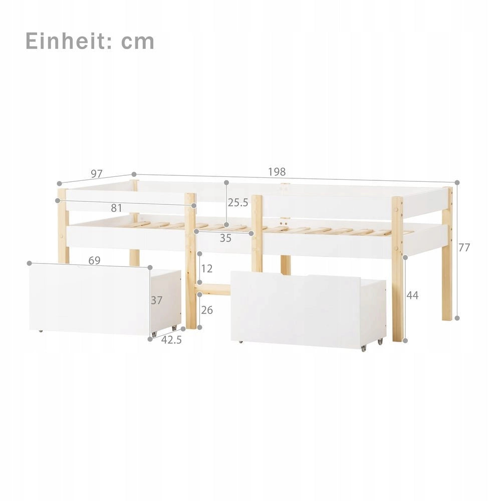 Letto per bambini 90x190cm - Xylo - Pino bianco rovere
