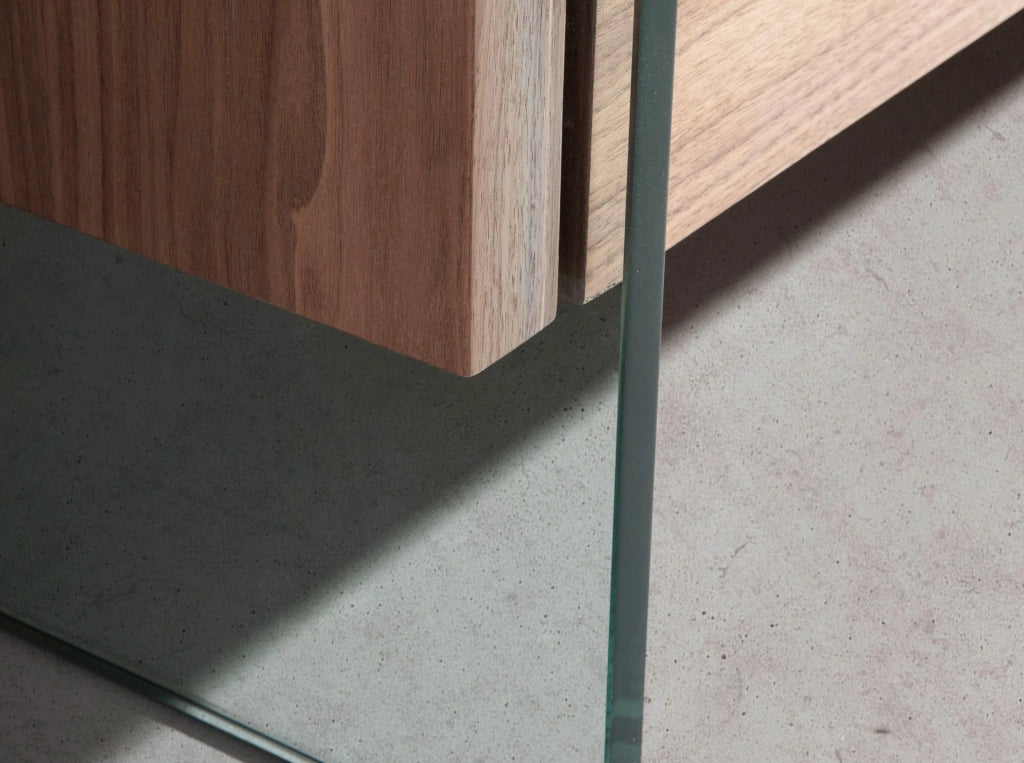Credenza in noce e vetro temperato