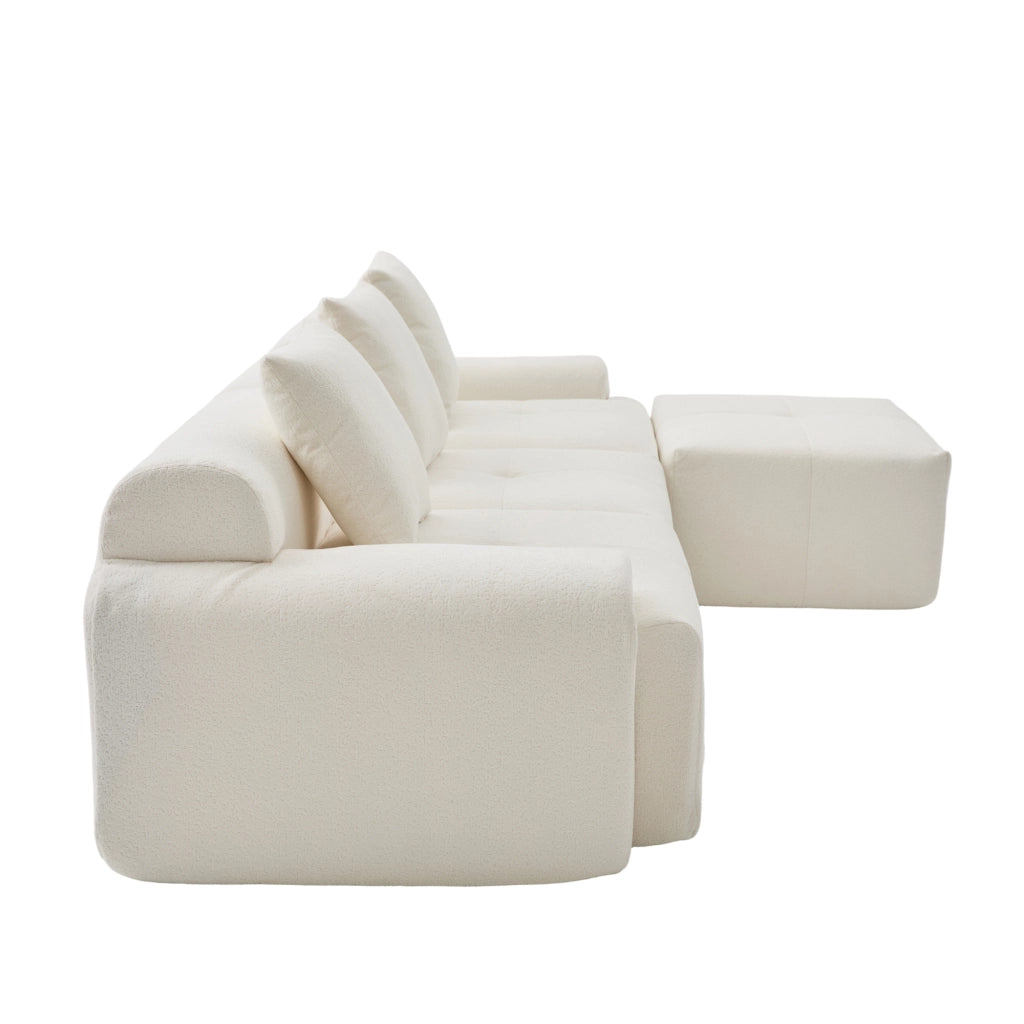 Divano Angolare Modulare 3 Posti ¨C MINIMAL ¨C Beige, Memory Foam, L-Shape, 268x102x78 cm