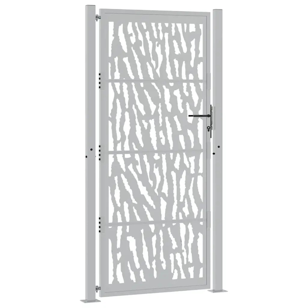 Cancello da Giardino 105x205 cm Acciaio Corten Design a Traccia