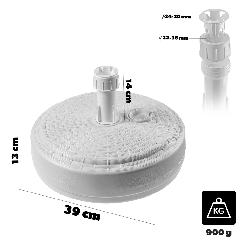 Base per ombrellone da giardino KADAX, rotonda, 39 cm, con peso, bianca