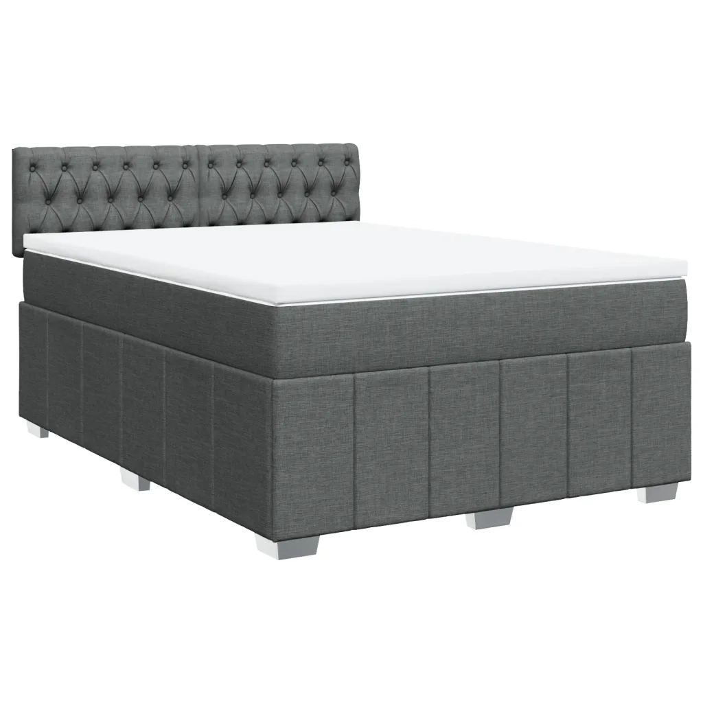 Giroletto a Molle con Materasso Grigio Scuro 140x200cm Tessuto