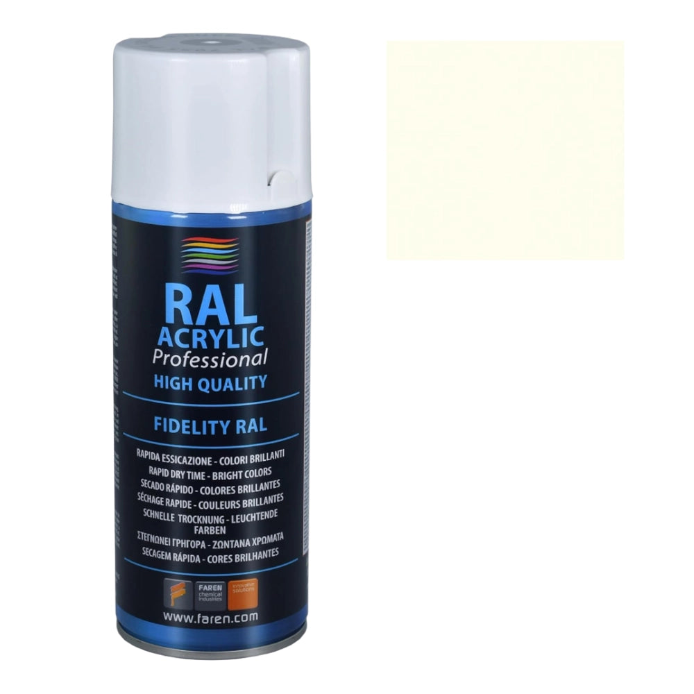 Faren ral acrylic vernice spray acrilica brillante a rapida essicazione 400 ml *** colore- bianco opaco - ral 9010, c...