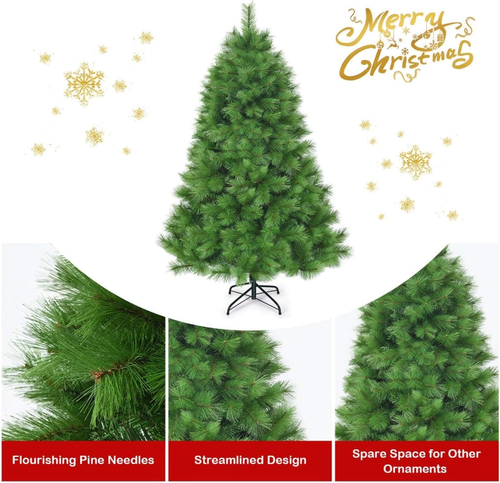 Albero di Natale Verde 1,8/2M, Albero di Natale Folto, Sintetico, Albero di Natale per Feste, Case, Uffici, Negozi, Bar, Supporto in Ferro, Rami Spessi