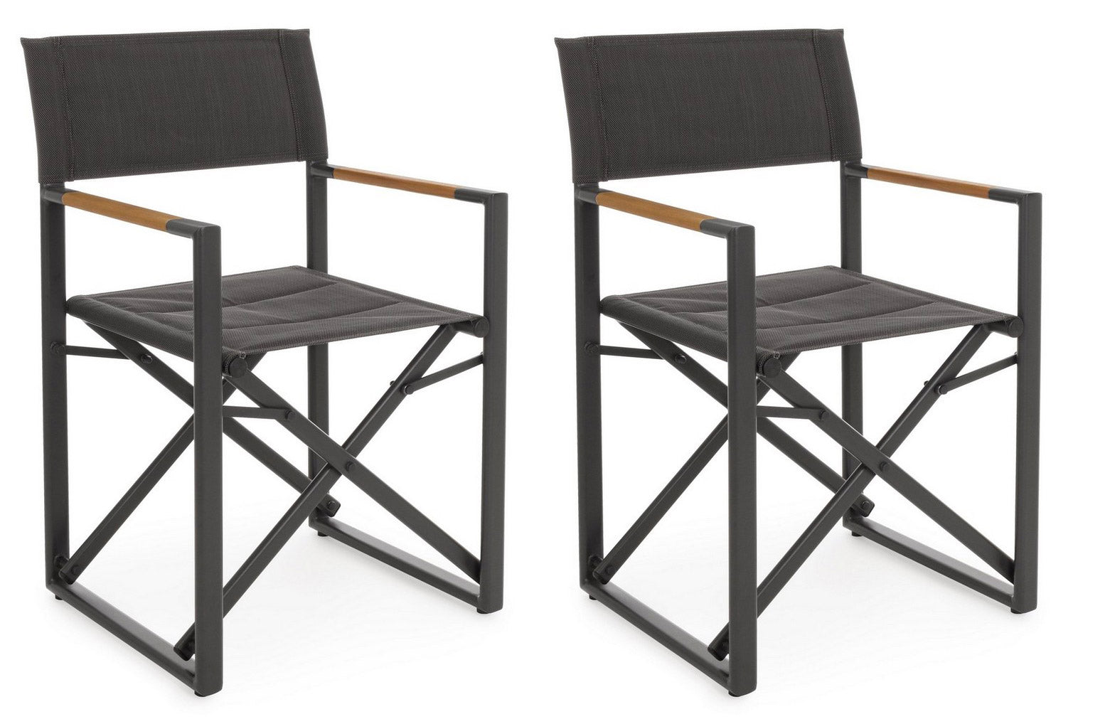 Set 2 Sedie Pieghevoli da Regista 51x54x86 cm in Alluminio Lagun Antracite