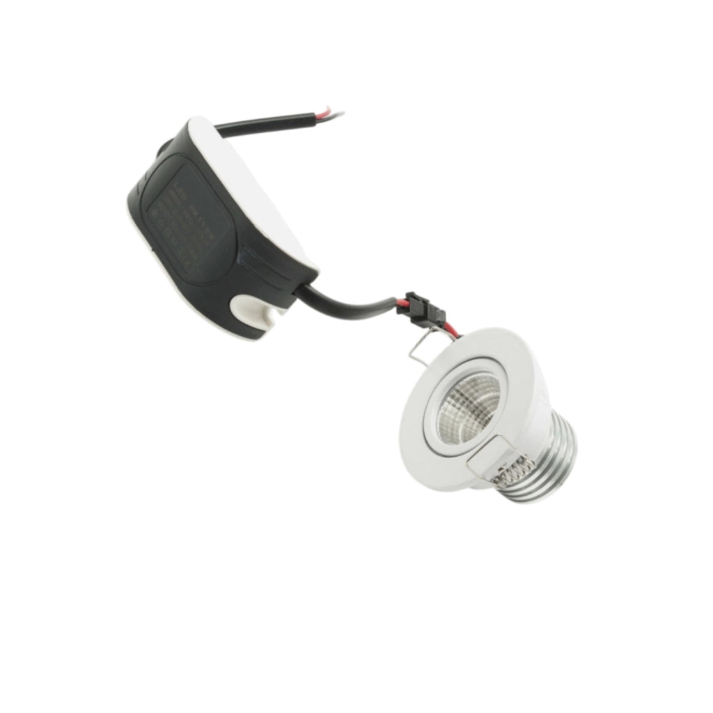 Kit 10 Faretti LED COB argento luce Bianca fredda 6500K da Incasso a soffitto 3W Orientabili, Foro 45mm Ø52mm, Fascio 30°, Driver 220-240V incluso, IP20