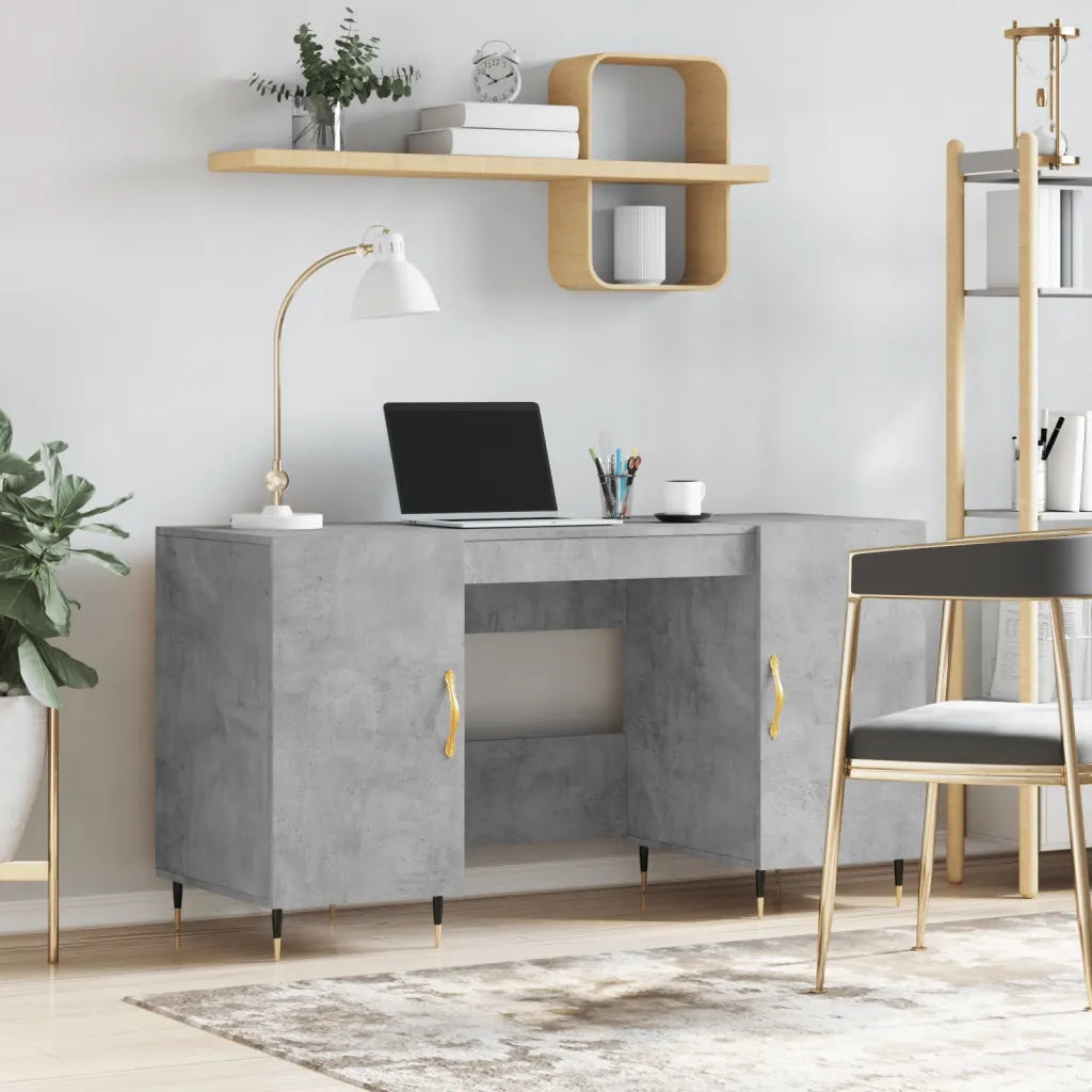 Scrivania Grigio Cemento 140x50x75 cm in Legno Multistrato 829528