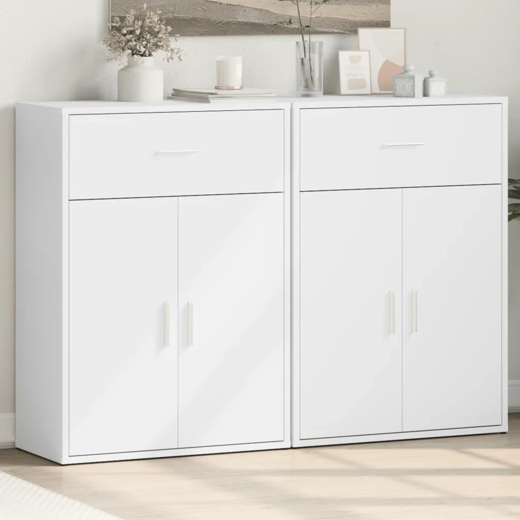 Credenze 2 pz Bianche 60x30x84 cm in Legno Multistrato
