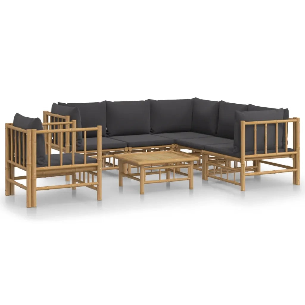 Set Salotto da Giardino 7pz con Cuscini Grigio Scuro BambÃ¹cod mxl 125181