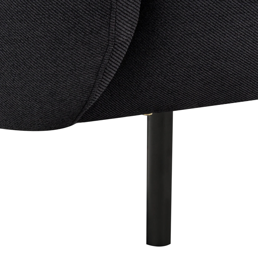 Divano 3 posti in poliestere nero con gambe nere stile glamour retrò soggiorno
