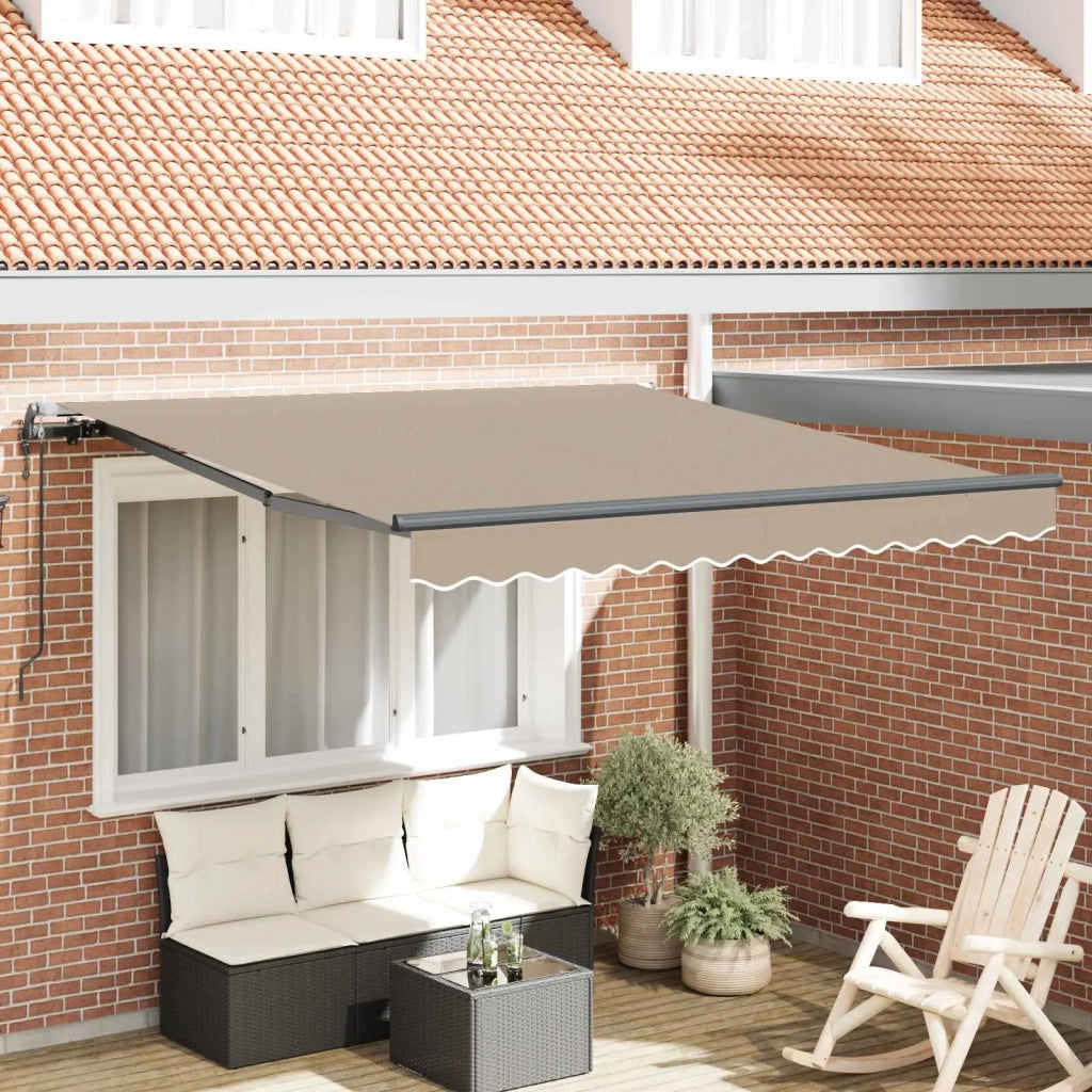 Tenda retrattile-Tenda parasole per balcone Beige 350 x 250 cm Tessuto e Alluminio