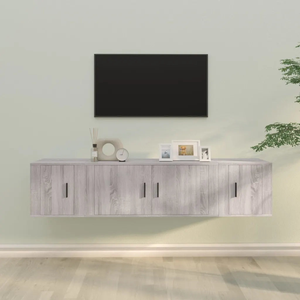 Set Mobili Porta TV 3 pz | Armadietto TV | Mobile Porta TV Grigio Sonoma in Legno Multistrato