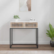 Tavolino Consolle-Tavolino da soggiorno-Tavolo Bianco 80x30x75 cm Legno Multistrato e Ferro