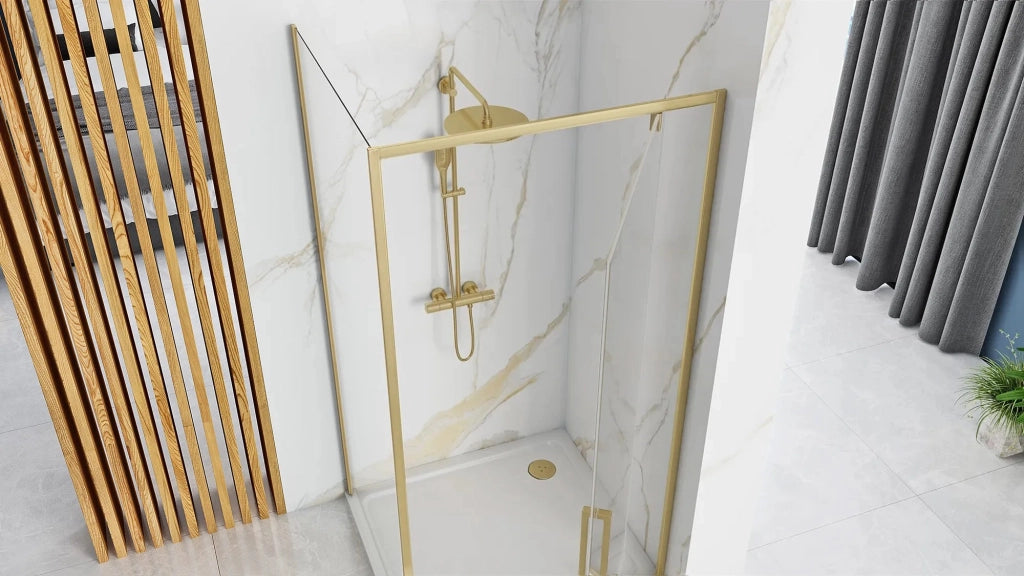 Cabina Doccia Rea Rapid Swing Brush Gold 100x80