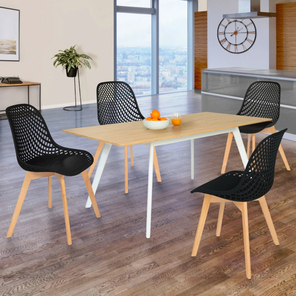 IDMarket - Set di 4 sedie da pranzo MANDY nere