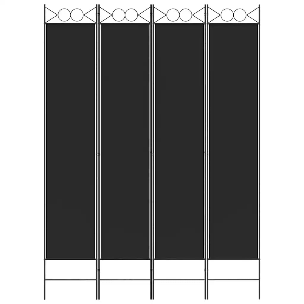 Divisorio Ambienti | Divider per stanze | Paravento a 4 Pannelli Nero 160x220 cm in Tessuto