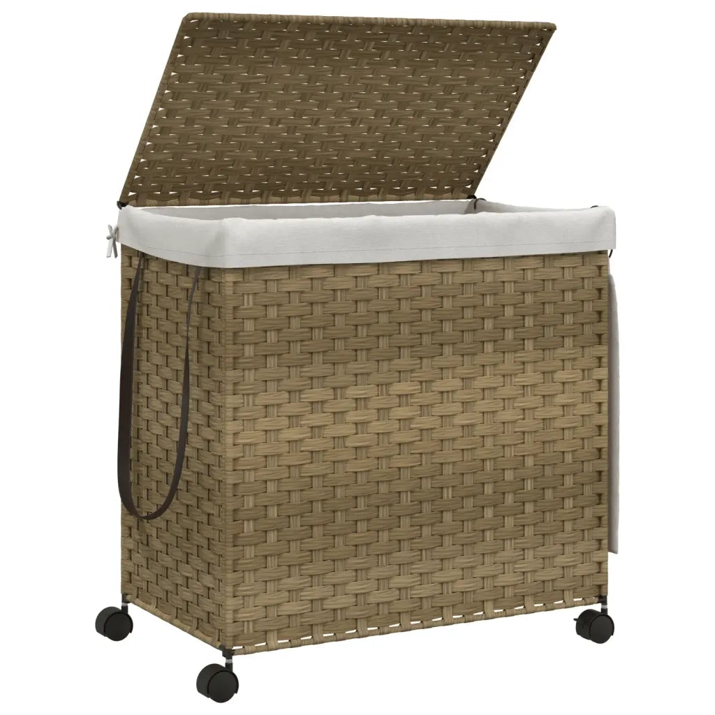 Cesto Portabiancheria con Ruote 60x35x60,5 cm Rattan 372039