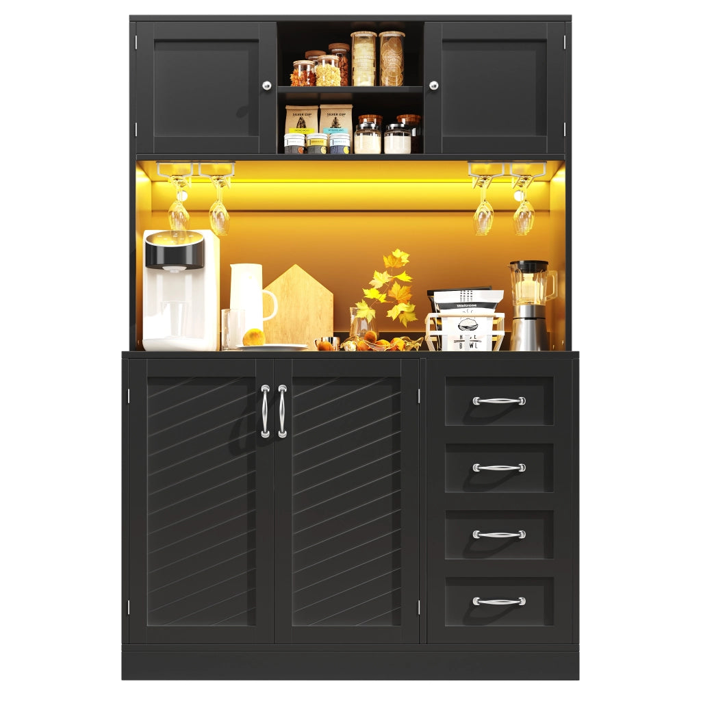 Mobile Buffet con LED, Cassetti e Ripiani ¨C MINIMAL ¨C Verde/Nero/Bianco 120x40x188