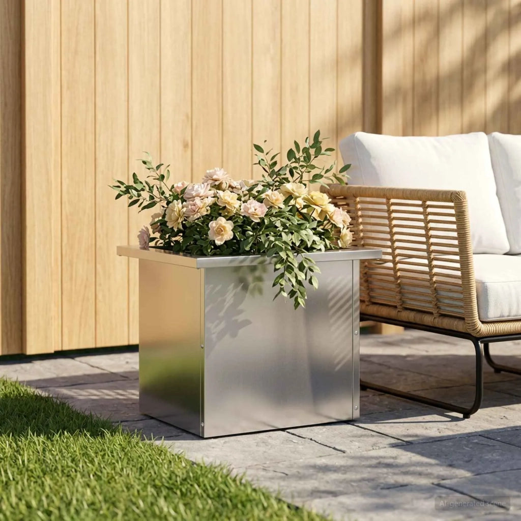 Fioriera da giardino con LED Argento 30 x 40 x 30 cm 8008080