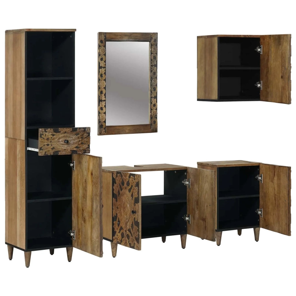 Set di mobili per il bagno con cassetto con porta 5 pcs Marrone 3310111