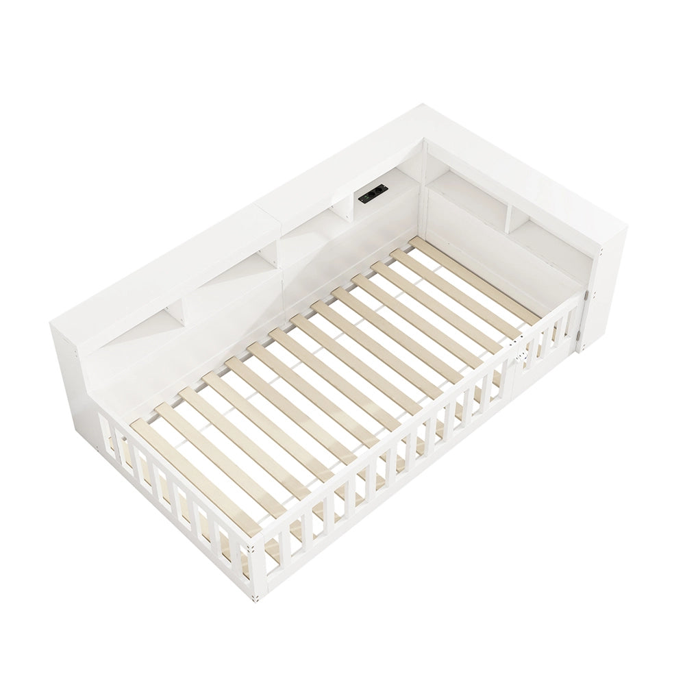 Daybed - Xylo - 90x200 cm USB balaustra bianco