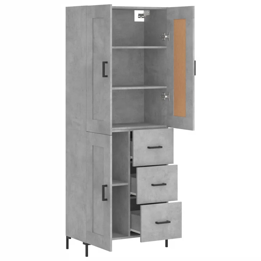 Credenza Grigio Cemento 69,5x34x180 cm in Legno Multistrato 3200005