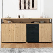 Credenza Industriale 3 Ante e 3 Cassetti con Maniglie in Metallo ¨C MINIMAL ¨C 150x35x75.9cm