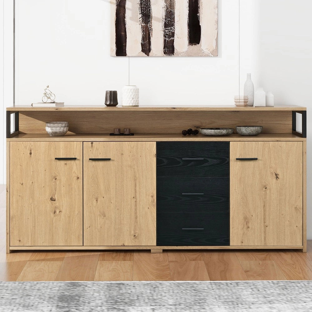 Credenza Industriale 3 Ante e 3 Cassetti con Maniglie in Metallo ¨C MINIMAL ¨C 150x35x75.9cm