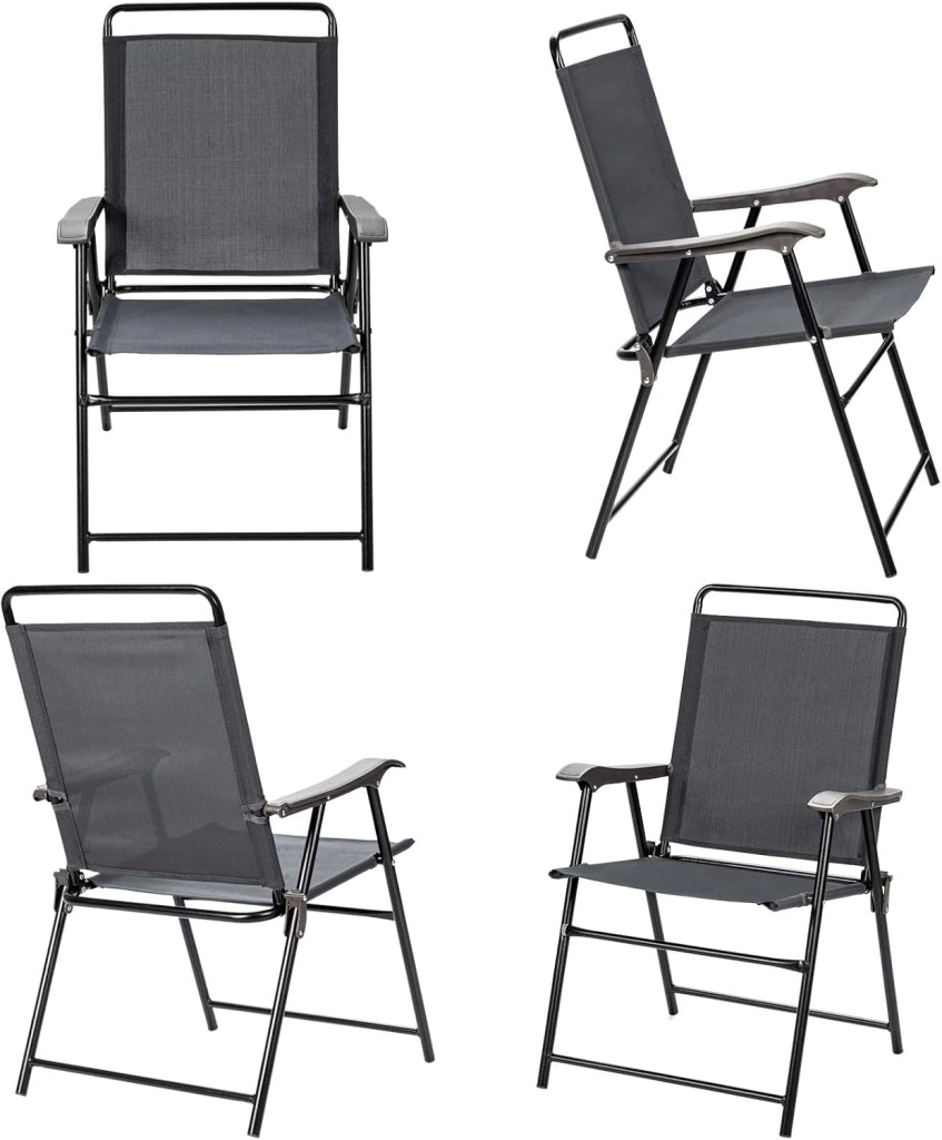 Set di 4 sedie pieghevoli da terrazza con braccioli, sedie resistenti alle intemperie, portatili, per interni ed esterni, campeggio, giardino, piscina, spiaggia, set di 4 sedie da terrazzo,