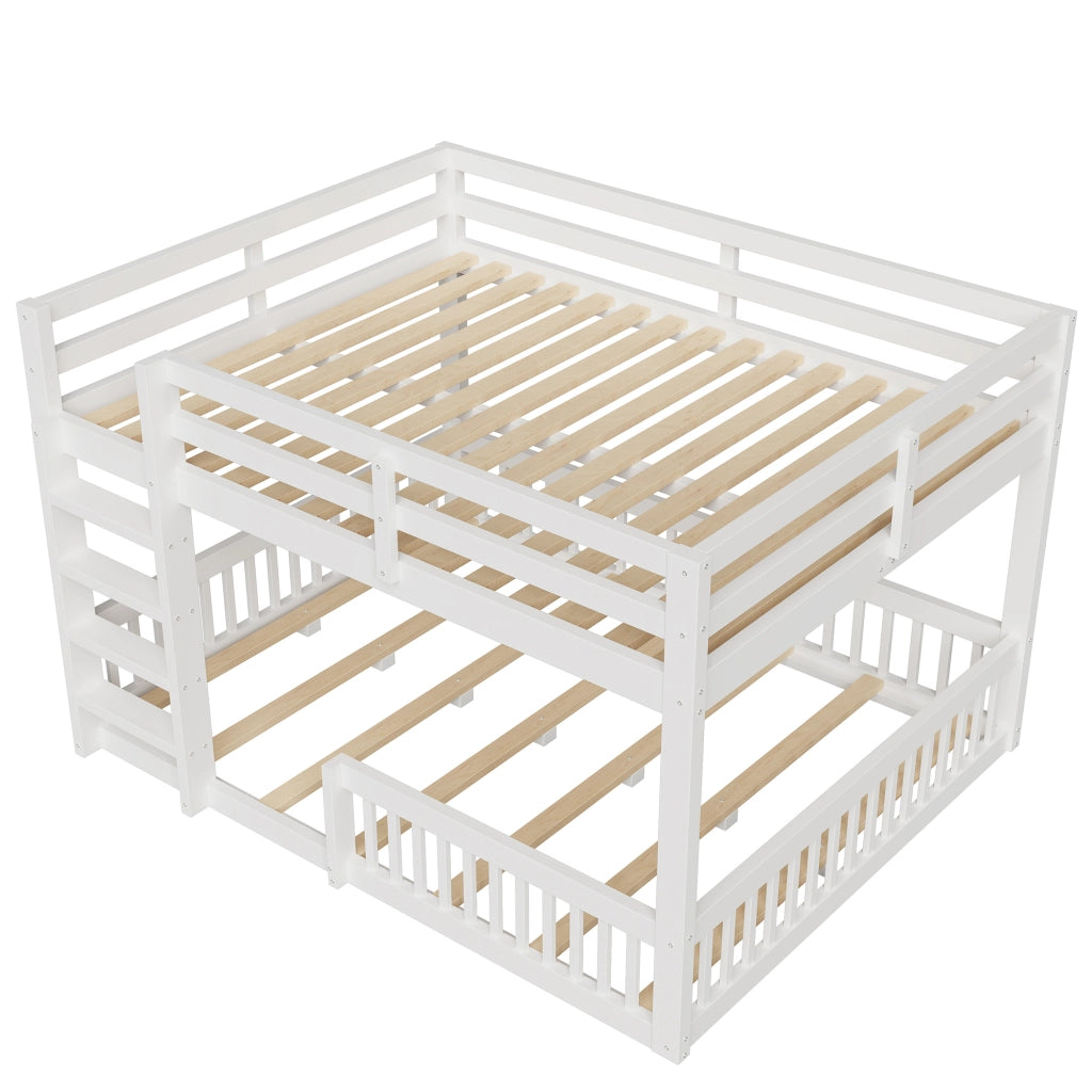 Letto a Castello 160x200 cm; 2 Posti - Con Sponde - in MDF e Legno di Pino - Bianco